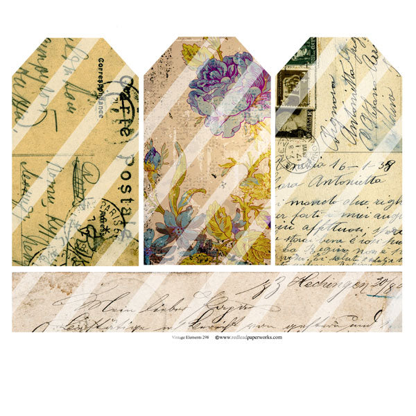 Vintage Elements 298 Collage Sheet Tags