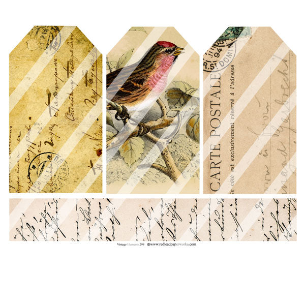 Vintage Elements 299 Collage Sheet Tags