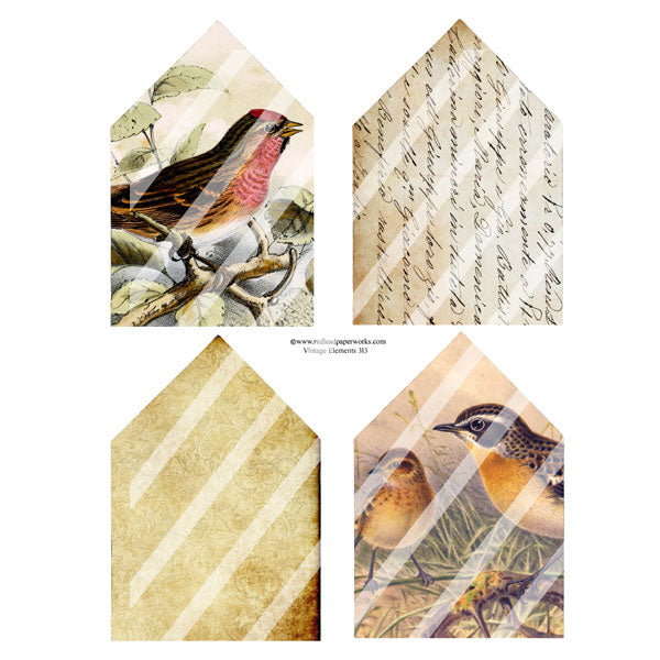 Vintage Elements 313 House Shapes Collage Sheet