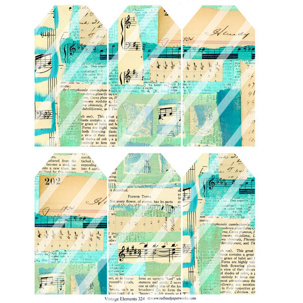 Vintage Elements 324 Music Tags Collage Sheet