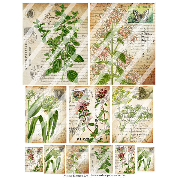Vintage Elements 330 Floral Collage Sheet