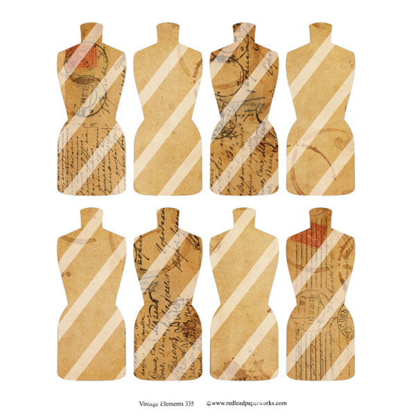 Vintage Elements Post Card Dress Forms Collage Sheet 335