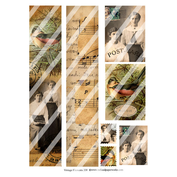 vintage elements collage sheet