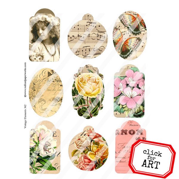 Vintage Elements 362 Charming Tags Collage Sheet