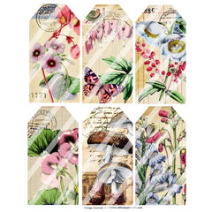 Vintage Elements 382 Flower Tags Collage Sheet