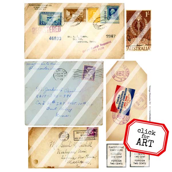 Mail Art Vintage Elements Collage Sheet 399
