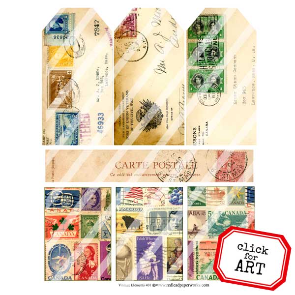 Mail Art Vintage Elements 401 Collage Sheet