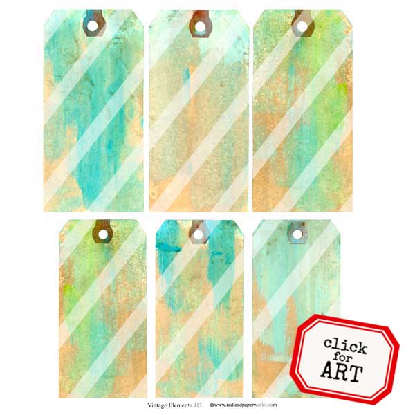 Vintage Elements 413 Painted Tags Collage Sheet