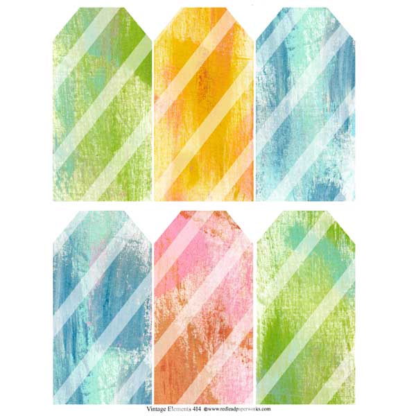 Vintage Elements 414 Painted Tags Collage Sheet