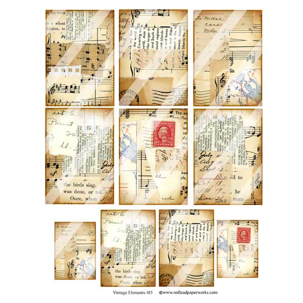 Vintage Elements 415 Artist Trading Card Collage Sheet