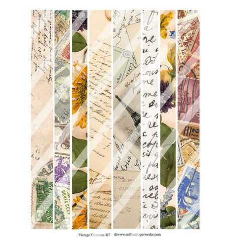 8/21sary　Ameri Vintage WASHI LAYERED Vintage Faux Washi Tape Collage Sheet