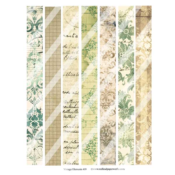 Faux Washi Tape Vintage Elements 419