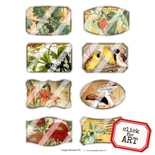 Vintage Elements 433 Labels Collage Sheet