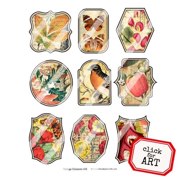 Vintage Elements 434 Labels Collage Sheet