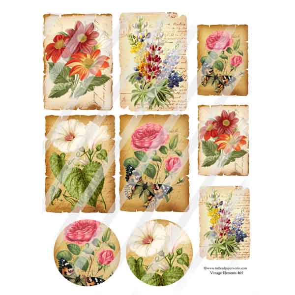 Vintage Elements 465 Flowers Collage Sheet
