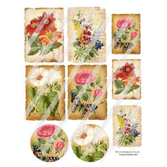 vintage flowers collage sheets