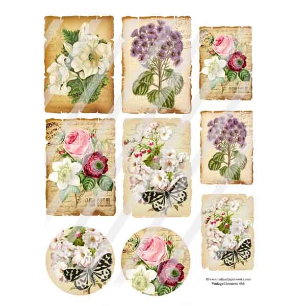 Vintage Elements 466 Flower Collage Sheet