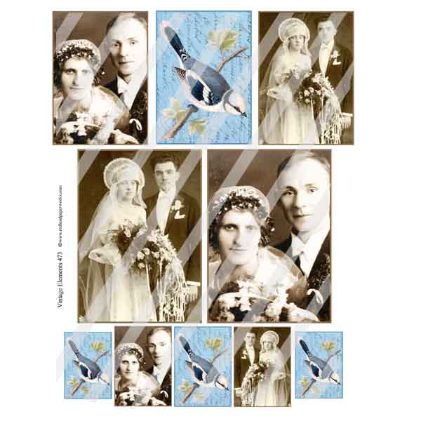 Vintage Photo Artist Trading Card Collage Sheet