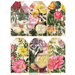 Rose Tags Vintage Elements 391 Collage Sheet