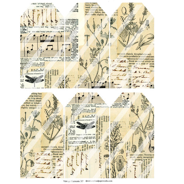 Vintage Elements 317 Nature Tags Collage Sheet
