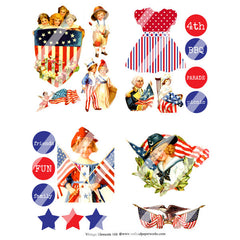 Collage Sheet Vintage Elements 168 Patriotic