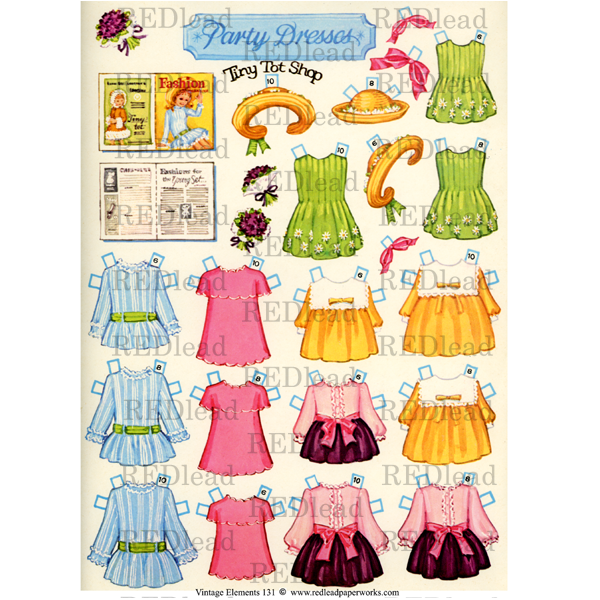 Party Dresses Vintage Elements 131 Collage Sheet