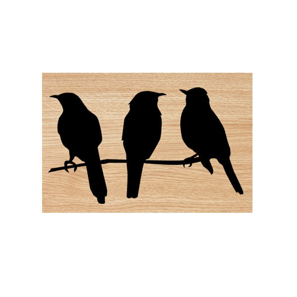 3 Birds on a Branch Wood Mount Rubber Stamp