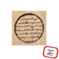 Wood Mount Script Circle Rubber Stamp