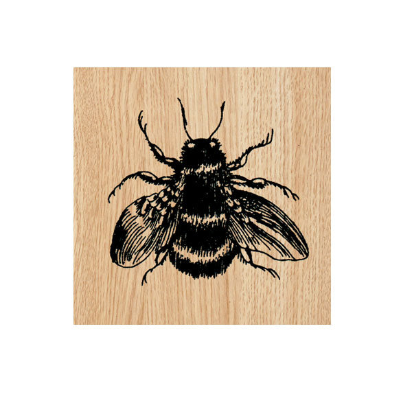 Wood Mount Garden Bee Rubber Stamp