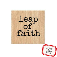 Wood Mount Leap of Faith Rubber Stamp