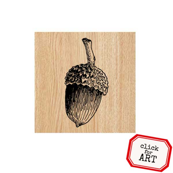 Wood Mount Acorn Rubber Stamp