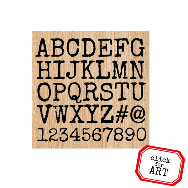 Alphabet Square Wood Mount Rubber Stamp
