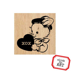 Wood Mount Julien XOX Rubber Stamp