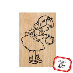 Little Amy Girl Wood Mount Rubber Stamp