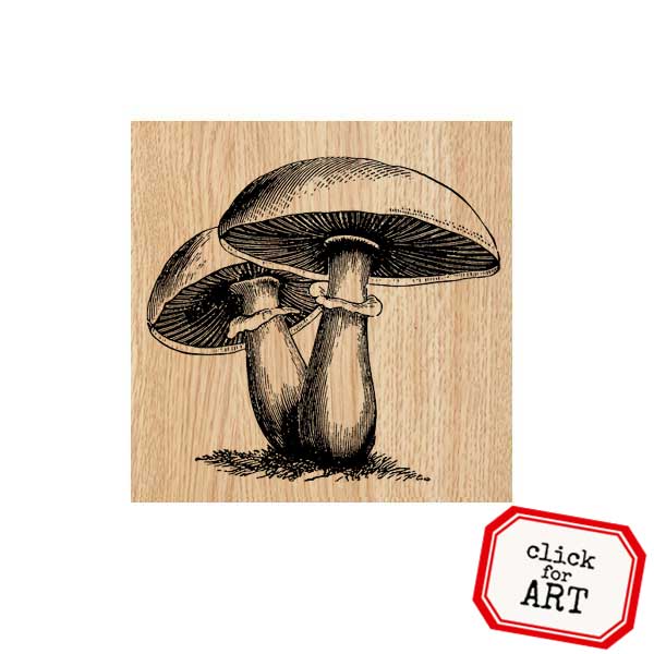 Wood Mount Mushrooms Rubber Stamp