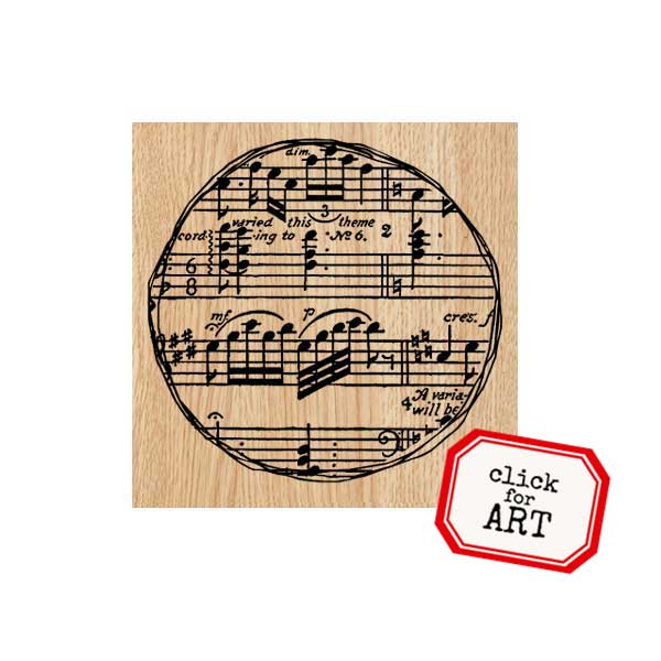 Music Circle Wood Mount Rubber Stamp