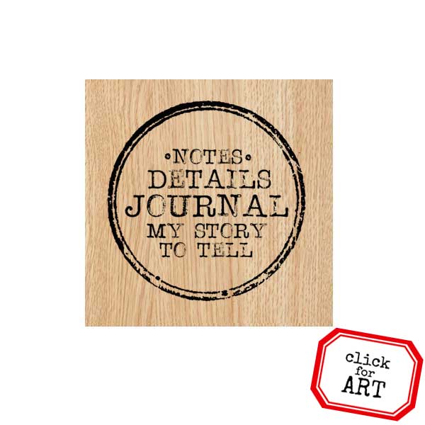 Notes Details Journal Wood Mount Rubber Stamp