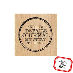 Notes Details Journal Wood Mount Rubber Stamp