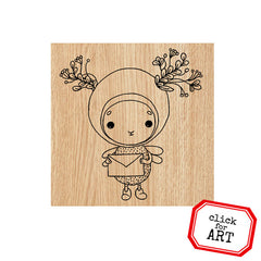 Wee WimZe Pen Pal Gal Wood Mount Rubber Stamp