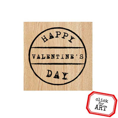 Happy Valentine's Day Postmark Wood Mount Rubber Stamp