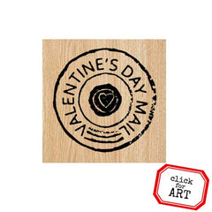 Valentine's Day Mail Postmark Wood Mount Rubber Stamp