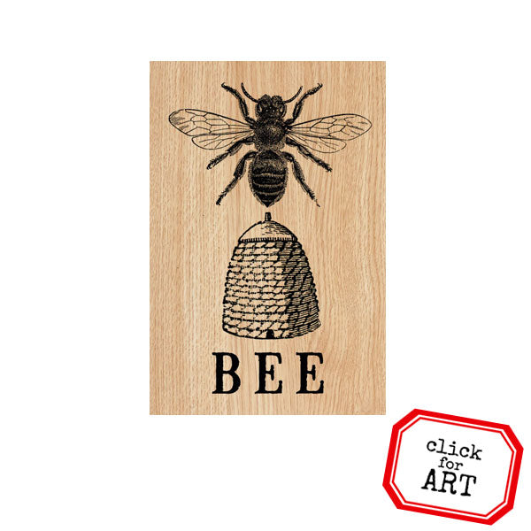 BEE Wood Mount Rubber Stamp