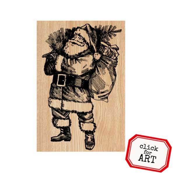 Wood Mount Santa Claus Rubber Stamp