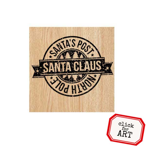 Wood Mount Santa Claus Postage Christmas Rubber Stamp