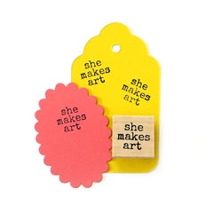 She Makes Art Wood Mounted Rubber Stamp