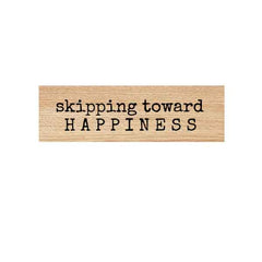 Wood Mounted Skipping Toward Happiness Rubber Stamp