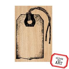 Tattered Tag Wood Mount Rubber Stamp