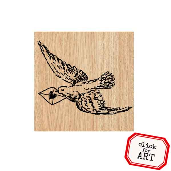 Wood Mount Valentine Love Bird Rubber Stamp