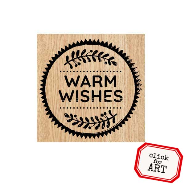 Wood Mount Warm Wishes Christmas Rubber Stamp