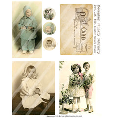 Old photos and Post Card Paper Collage Sheet